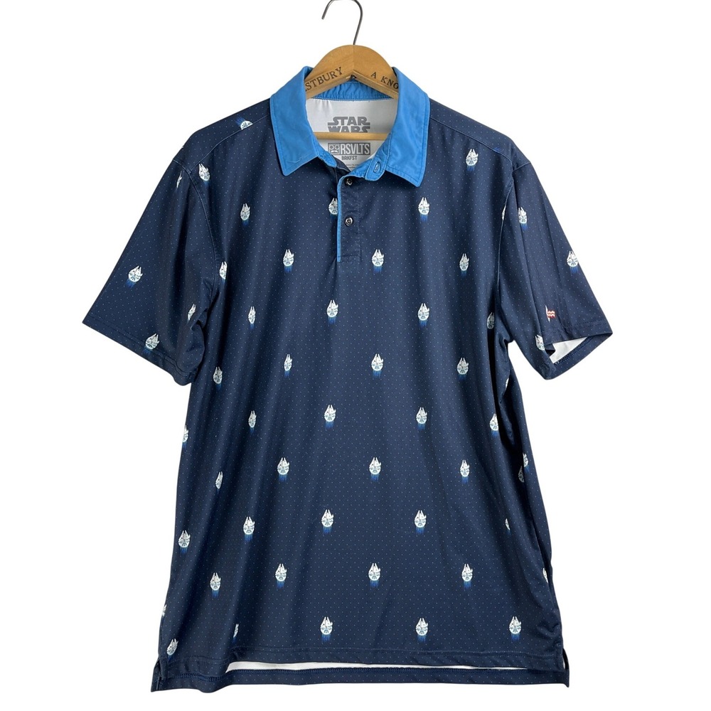 RSVLTS Star Wars Millennium Falcon Polo Shirt Mens Large Navy Blue BRKFST